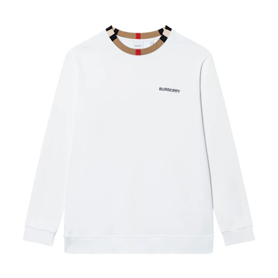 Burberry SS23 White Crewneck Long Sleeve Sweatshirt with Logo Print. 80695311