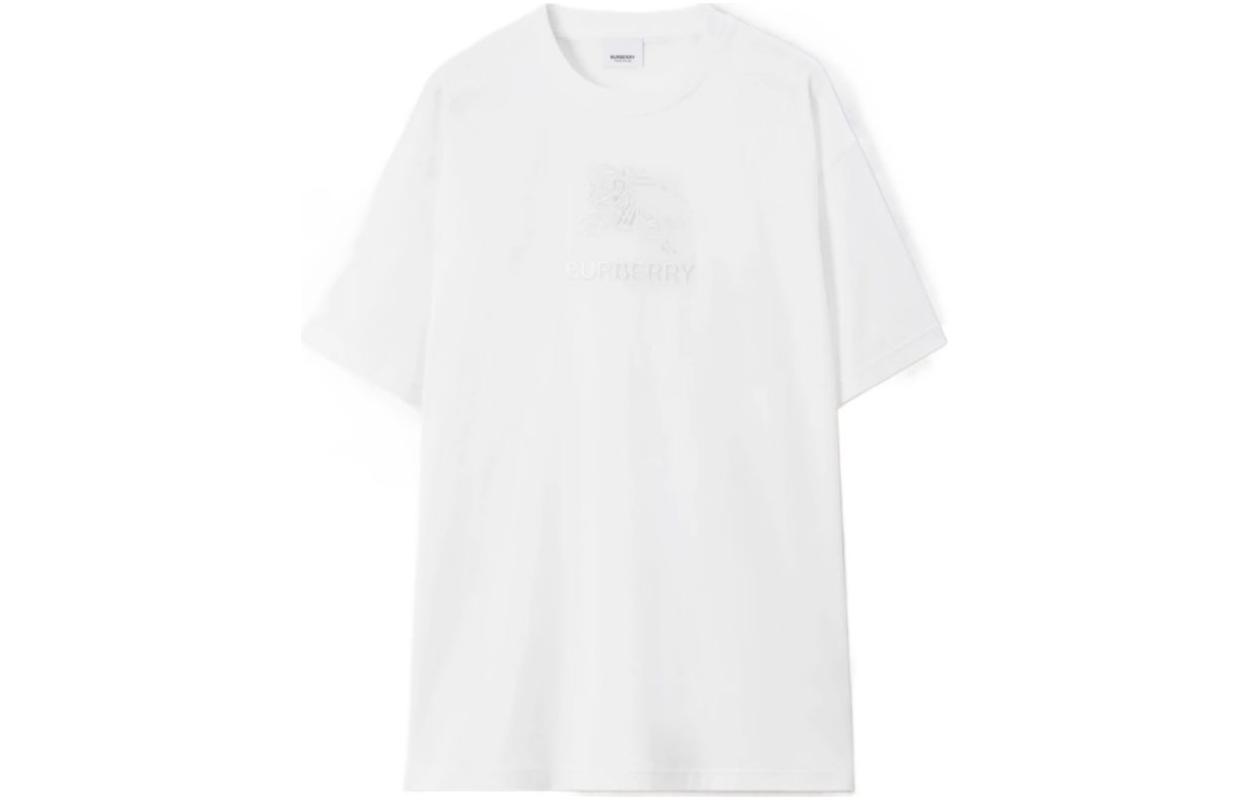 Burberry SS23  White Short-Sleeve Tee with Letter Print Crewneck Design. 80727511