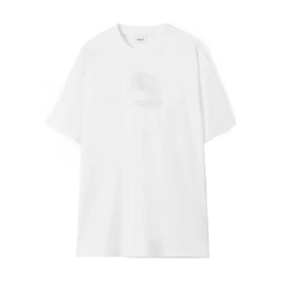 Burberry SS23 White Short-Sleeve Tee with Letter Print Crewneck Design. 80727511