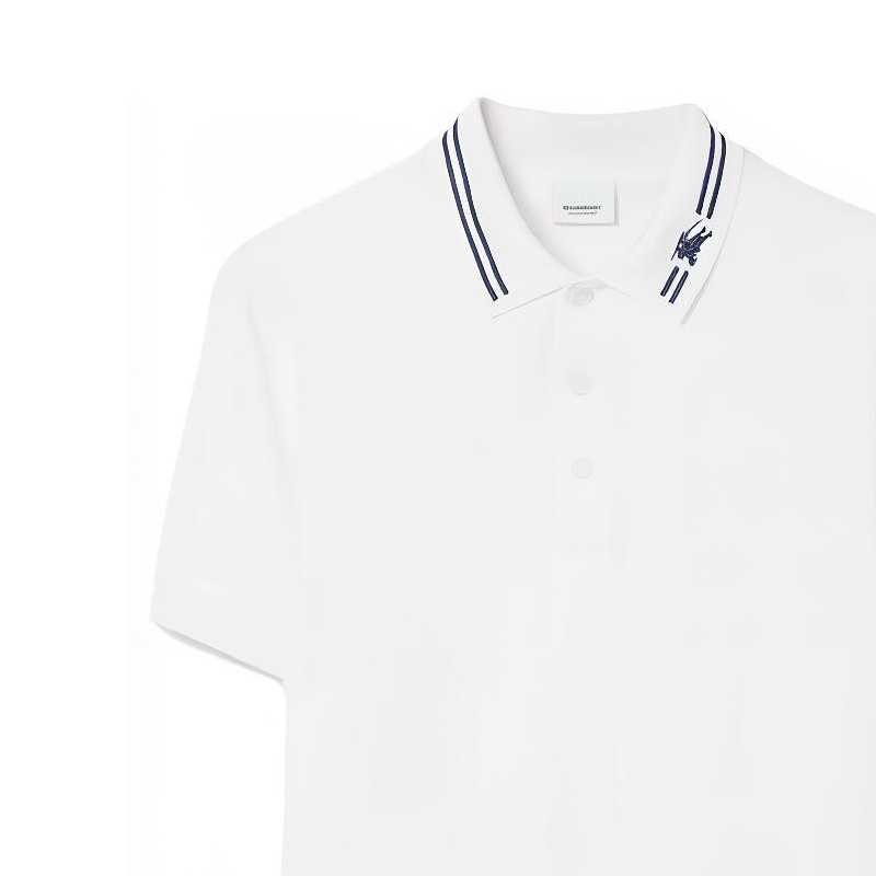 Burberry SS23  White Solid Button-Down Straight-Cut Polo Shirt. 80707741 圖 6