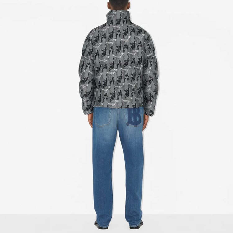 Burberry SS23 All-Over Print Zip High-Neck Down Jacket Men’s Grey 8063797 圖 4