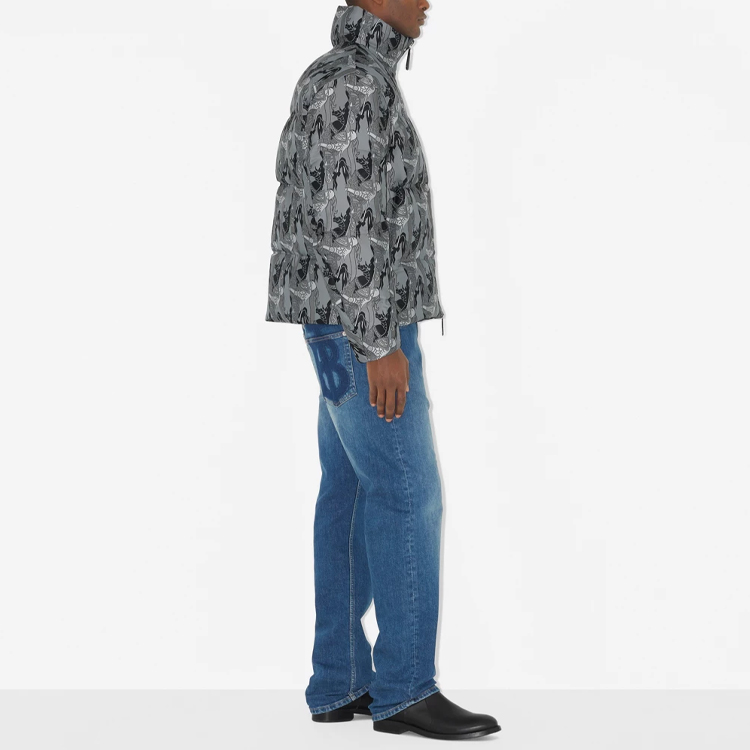 Burberry SS23 All-Over Print Zip High-Neck Down Jacket Men’s Grey 8063797 圖 5