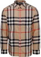 Burberry SS23 Beige Check Collar Long-Sleeve Button-Up Shirt 80648811 Burberry SS23 Beige Check Collar Long-Sleeve Button-Up Shirt 80648811