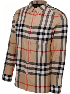 Burberry SS23 米色格紋領長袖扣襯衫 80648811 Shop Burberry SS23 米色格紋領長袖扣襯衫 80648811