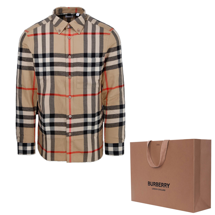 Purchase Burberry SS23 米色格紋領長袖扣襯衫 80648811