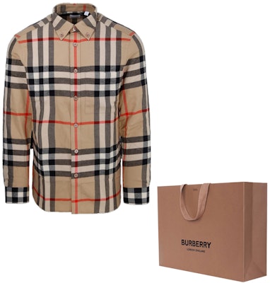 Burberry SS23 米色格紋領長袖扣襯衫 80648811 Purchase Burberry SS23 米色格紋領長袖扣襯衫 80648811