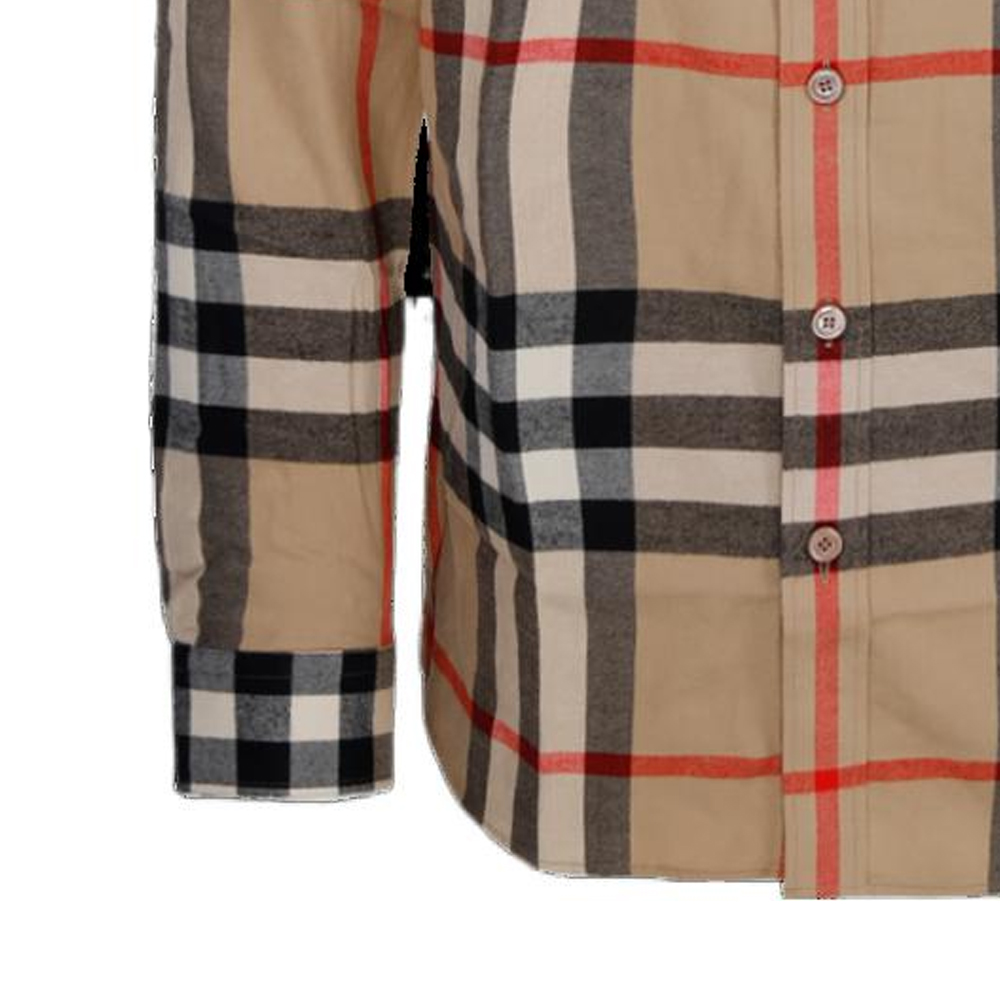Cheap Burberry SS23 米色格紋領長袖扣襯衫 80648811