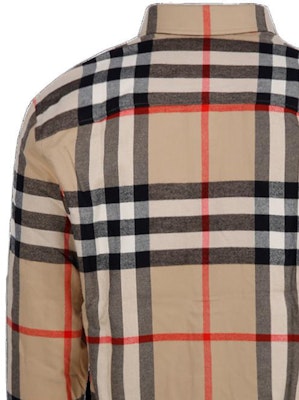 Burberry SS23 米色格紋領長袖扣襯衫 80648811 1