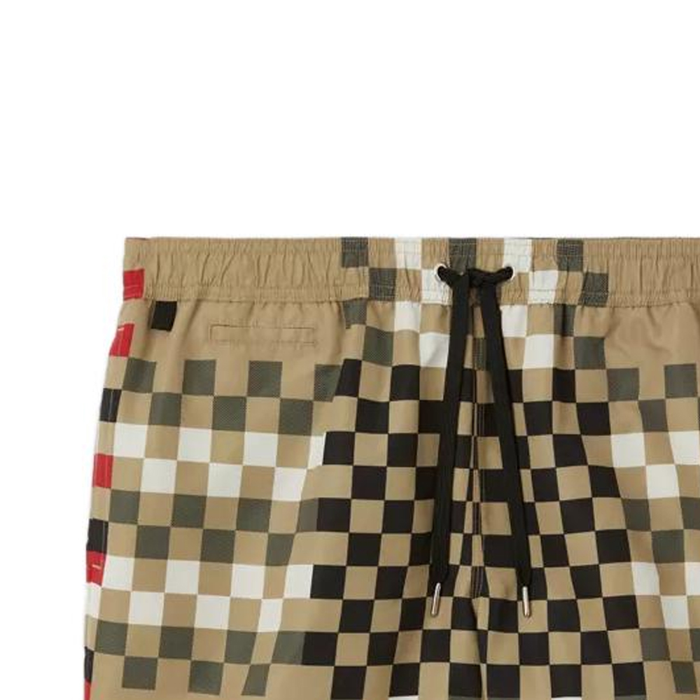 Lookbook Burberry SS23 Beige Check Print Drawstring Pocket Straight Beach Shorts Men. 80634821