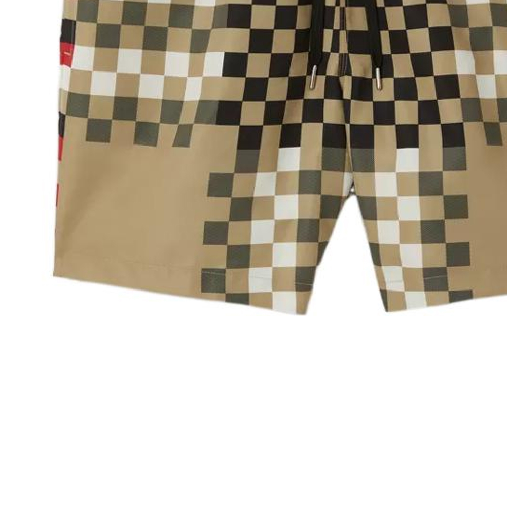 Shop Burberry SS23 Beige Check Print Drawstring Pocket Straight Beach Shorts Men. 80634821