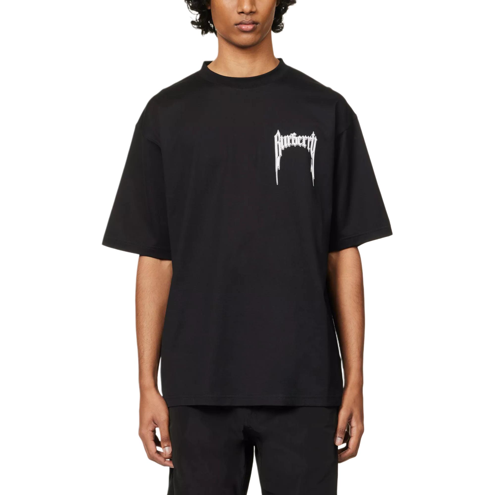 Shop Burberry SS23 Black Logo Print Crewneck Short Sleeve T-Shirt for Men 80701321
