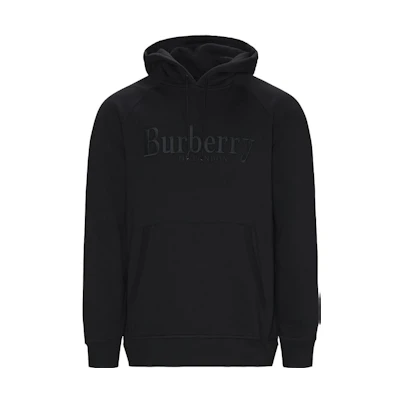 Burberry SS23 Black Solid Color Logo Print Hoodie 8007119