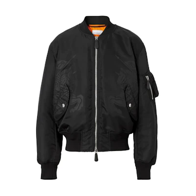Burberry SS23 Black Solid Zip-Up Bomber Jacket 80651841