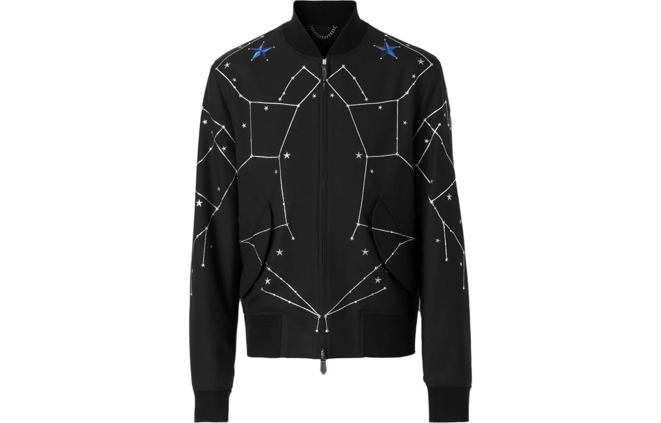 Burberry SS23 Black Star Pattern Zip-Up Baseball Jacket 80596251