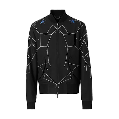 Burberry SS23 Black Star Pattern Zip-Up Baseball Jacket 80596251