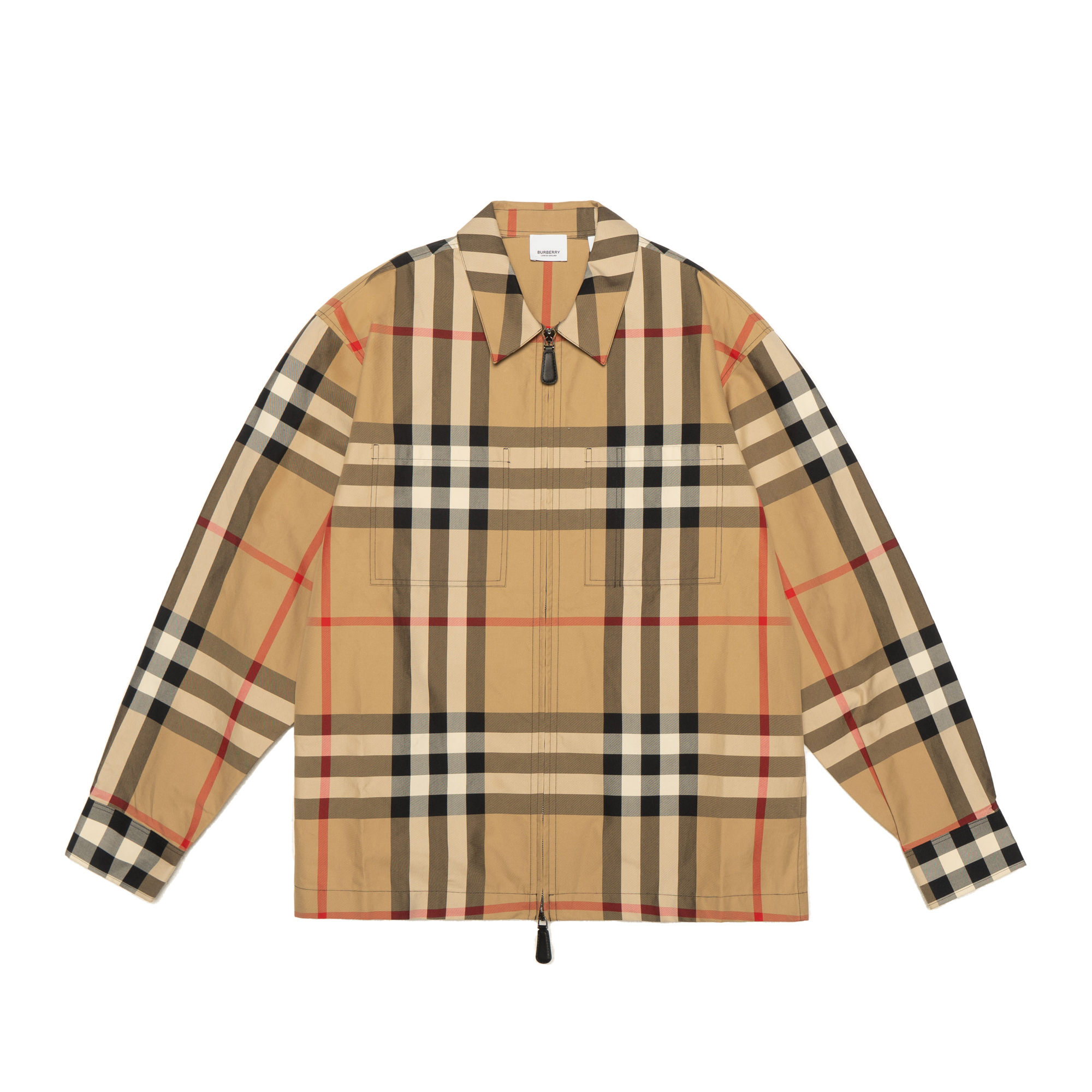 Order Burberry SS23 Check Button-Up Loose Long-Sleeve Shirt Men Archive Beige 80636661