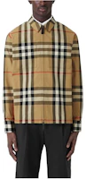 Shop Burberry SS23 經典格紋寬鬆長袖襯衫 男款 復古米色 80636661
