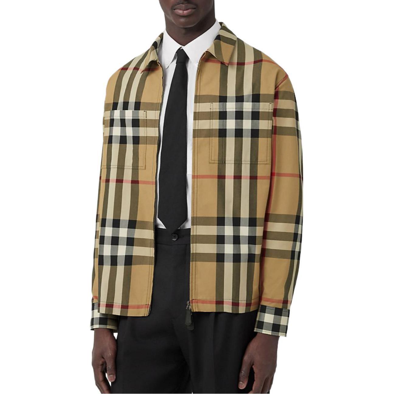 Details for Burberry SS23 Check Button-Up Loose Long-Sleeve Shirt Men Archive Beige 80636661