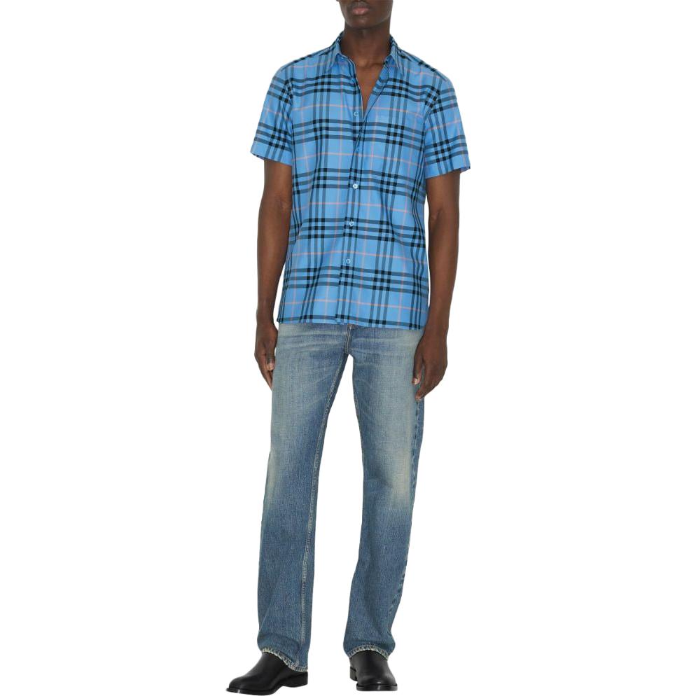 Lookbook Burberry SS23 Check Cotton Shirt Blue 80729351