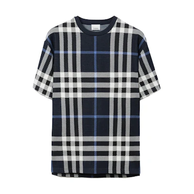 Burberry SS23 Check Crewneck Casual Short Sleeve T-Shirt Blue Male 80706681