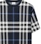 Sizing Burberry SS23 Kaos Pria Lengan Pendek Crewneck Motif Kotak Biru Casual 80706681