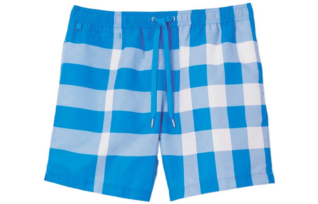 Burberry SS23 Check Drawstring Straight-Fit Casual Shorts Men Vibrant Blue 80662421