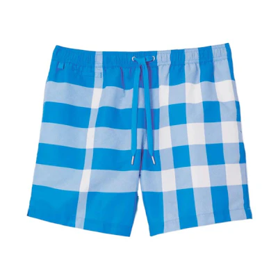 Burberry SS23 Check Drawstring Straight-Fit Casual Shorts Men Vibrant Blue 80662421