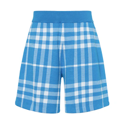 Burberry SS23 Check Elastic Waist Casual Straight Shorts Men Vibrant Blue 80656801