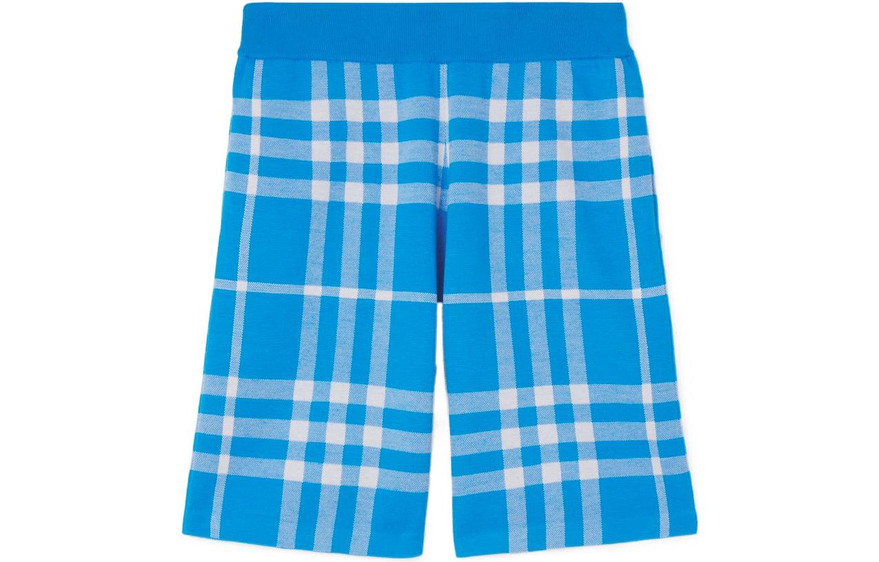 Order Burberry SS23 Celana Pendek Pria Biru Cerah Motif Kotak Pinggang Elastis Casual. 80656801