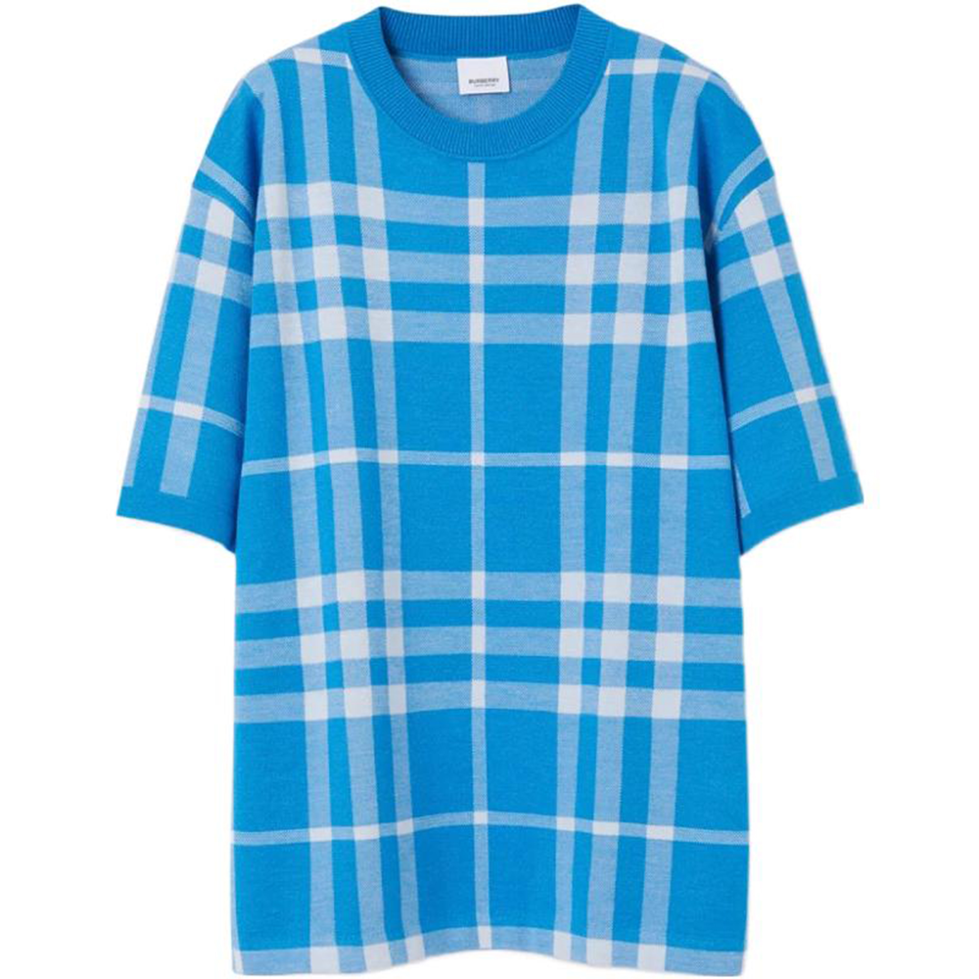 Burberry SS23 Check Jacquard Relaxed Fit T-Shirt  Vibrant Blue. 80656821