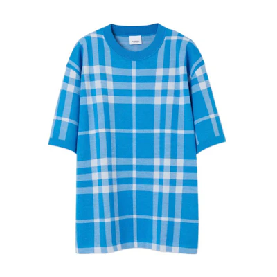 Burberry SS23 Check Jacquard Relaxed Fit T-Shirt Vibrant Blue. 80656821