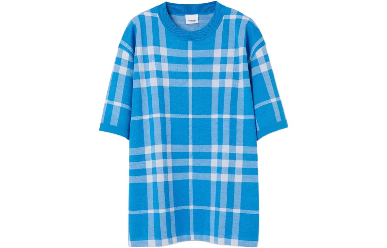 Order Burberry SS23 Check Jacquard Relaxed Fit T-Shirt  Vibrant Blue. 80656821