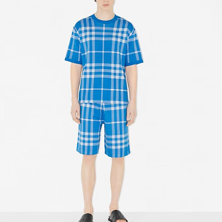 Shop Burberry SS23 Check Jacquard Relaxed Fit T-Shirt  Vibrant Blue. 80656821