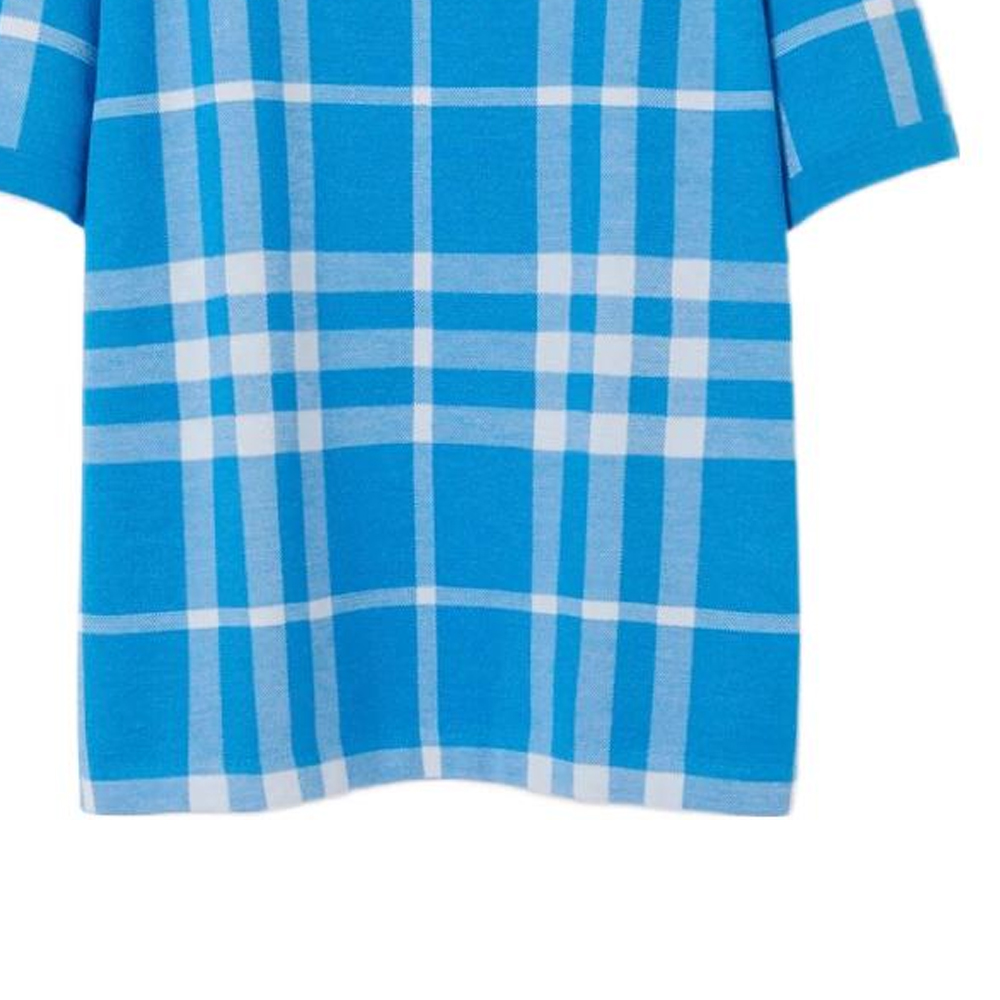 Details for Burberry SS23 Check Jacquard Relaxed Fit T-Shirt  Vibrant Blue. 80656821
