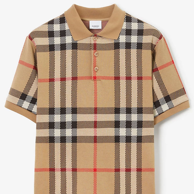 Purchase Polo Burberry SS23 Beige Hombre Manga Corta Estilo Recto Check Jacquard. 80726631