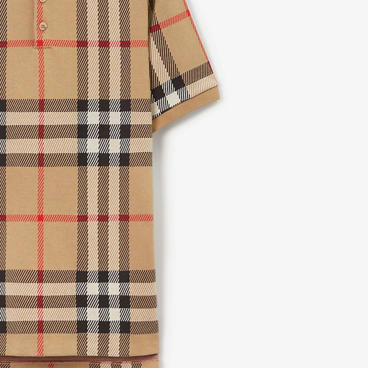 Cheap Polo Burberry SS23 Beige Hombre Manga Corta Estilo Recto Check Jacquard. 80726631