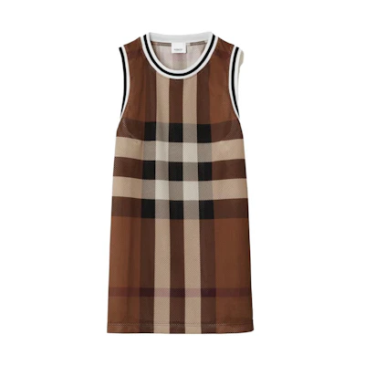 Burberry SS23 Check Mesh Tank Top Brown - Mens 80678221