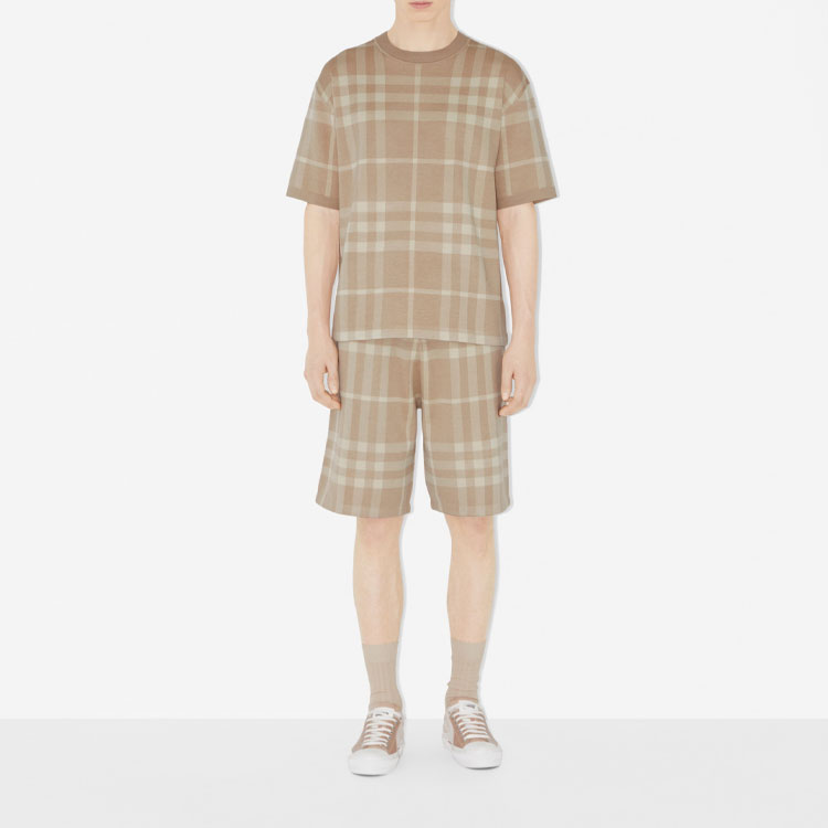Burberry SS23 Check Print Crewneck Short Sleeve T-Shirt  Camel 80684801 圖 4