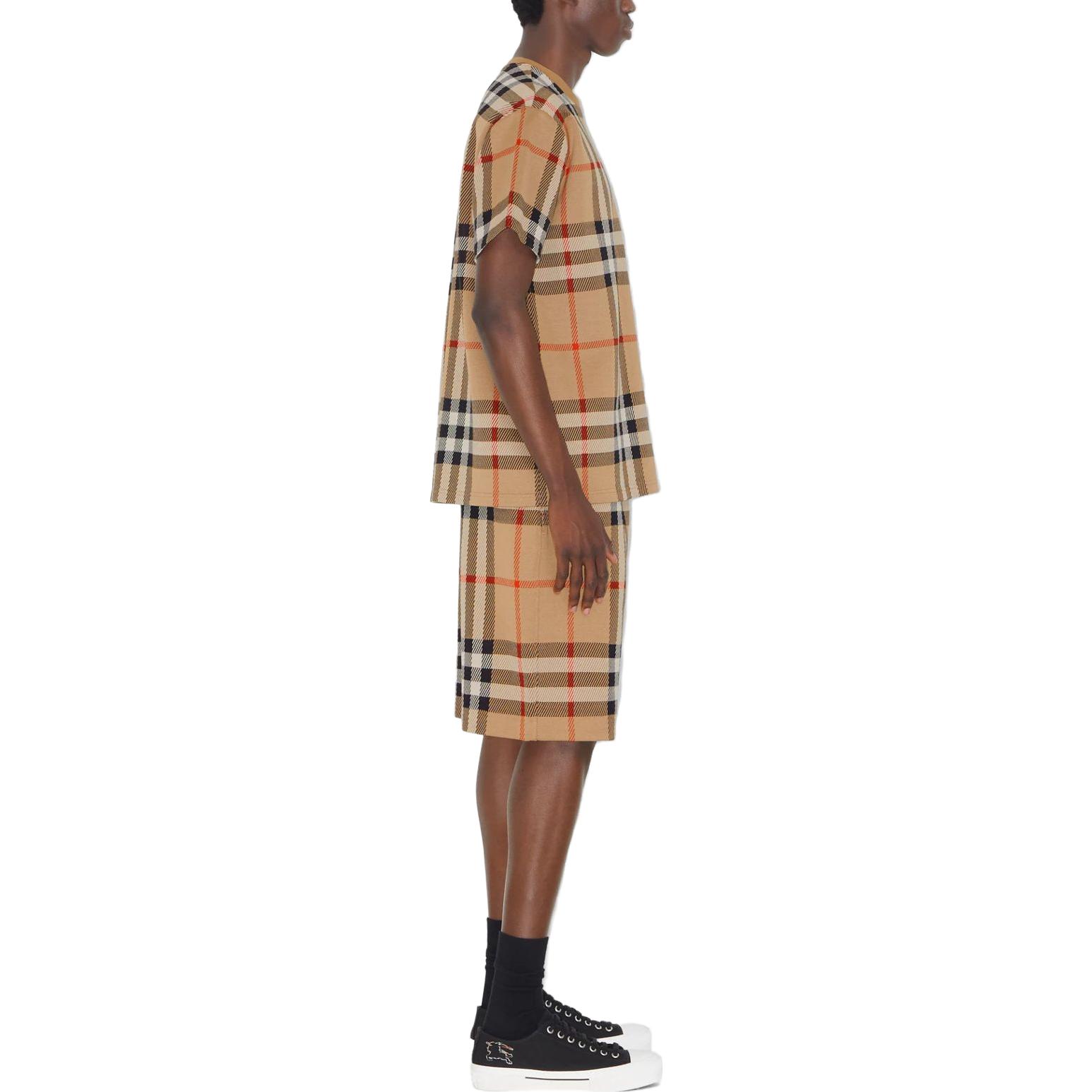 Purchase Burberry SS23 Check Print Crewneck Short Sleeve T-Shirt  Beige. 80726651