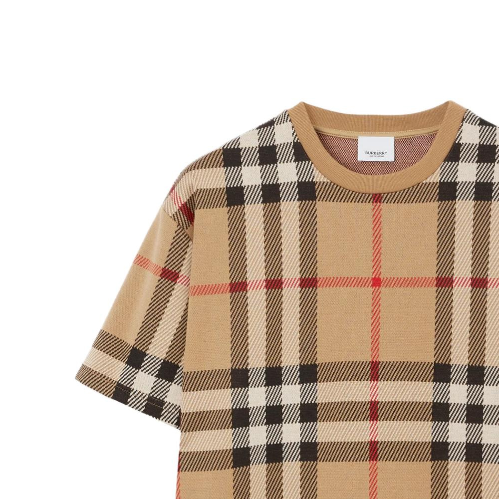 Details for Burberry SS23 Check Print Crewneck Short Sleeve T-Shirt  Beige. 80726651