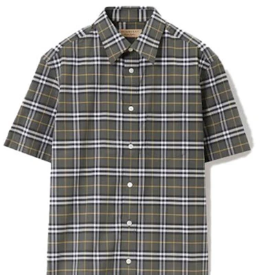 Burberry SS23 Check Print Single-Breasted Short-Sleeve Shirt Green 80084241 Lookbook Burberry SS23 Check Print Single-Breasted Short-Sleeve Shirt Green 80084241