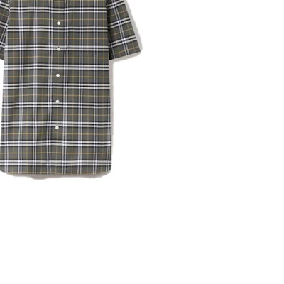 Burberry SS23 Check Print Single-Breasted Short-Sleeve Shirt Green 80084241 Details for Burberry SS23 Check Print Single-Breasted Short-Sleeve Shirt Green 80084241