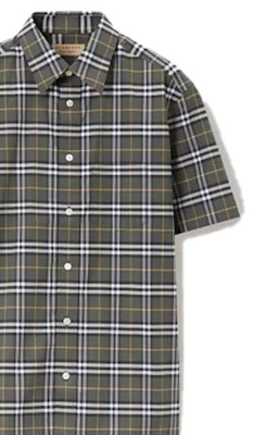 Burberry SS23 Check Print Single-Breasted Short-Sleeve Shirt Green 80084241 Sizing Burberry SS23 Check Print Single-Breasted Short-Sleeve Shirt Green 80084241