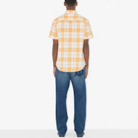 Shop Burberry SS23 格紋短袖襯衫 白/黃 80690471