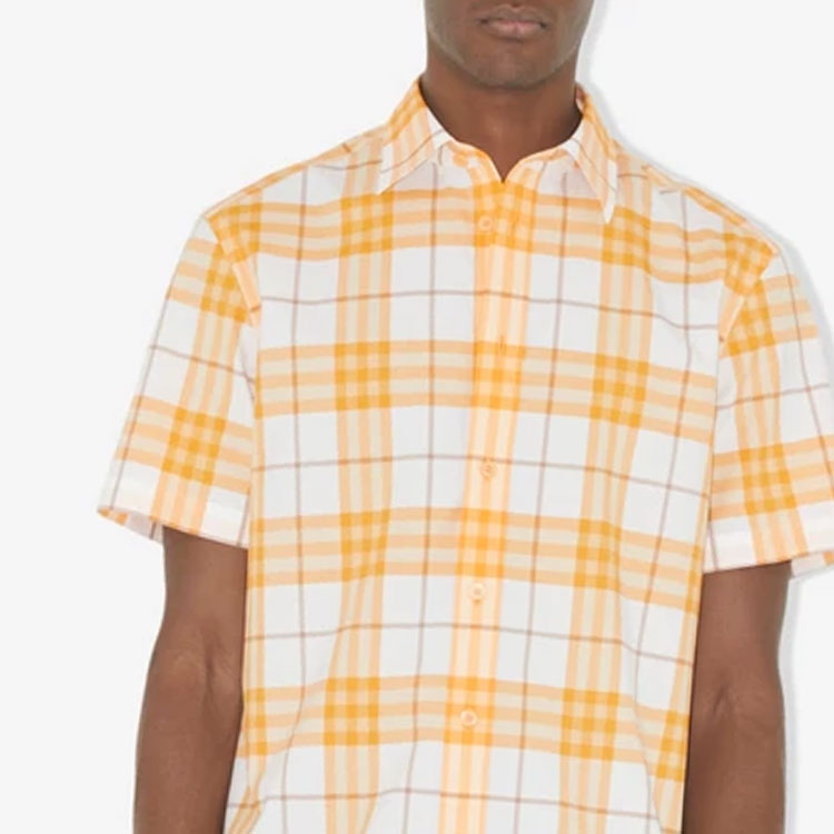 Details for 버버리 SS23 체크 반팔 버튼업 셔츠 화이트/옐로우 80690471