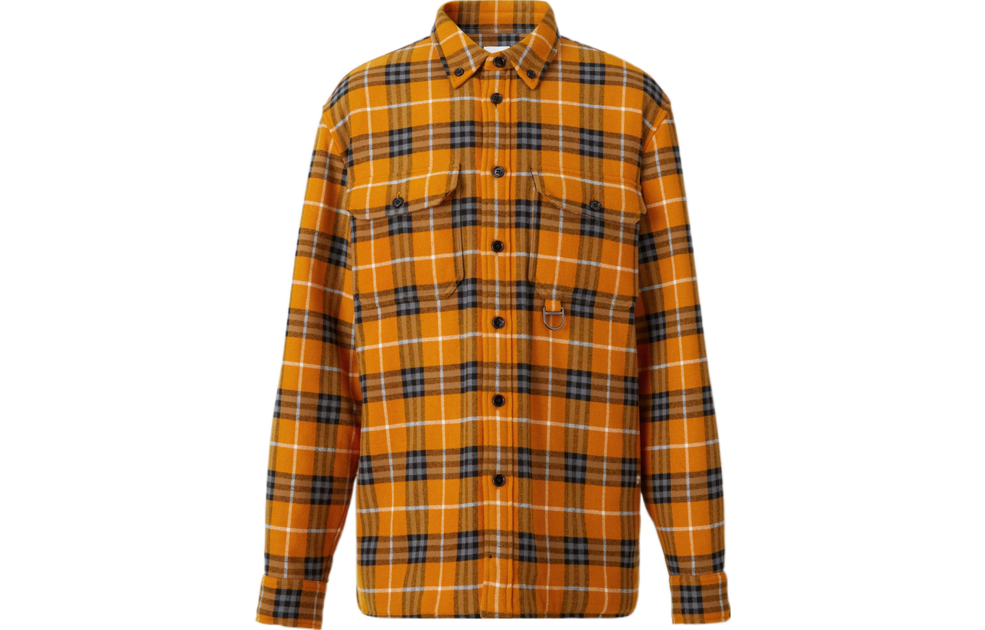 Burberry SS23 Check Single-Breasted Casual Long Sleeve Shirt Men Ginger Brown 80646101 圖 2