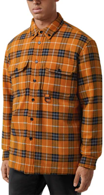 Burberry SS23 棋盤格紋姜棕色單排扣長袖襯衫男款 80646101 Shop Burberry SS23 棋盤格紋姜棕色單排扣長袖襯衫男款 80646101