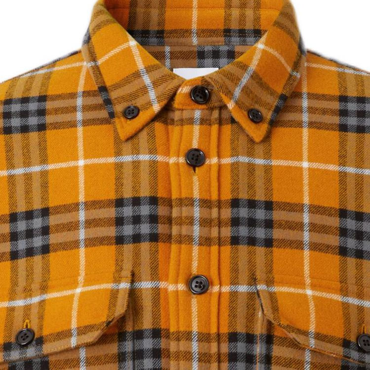 Burberry SS23 Check Single-Breasted Casual Long Sleeve Shirt Men Ginger Brown 80646101 圖 7