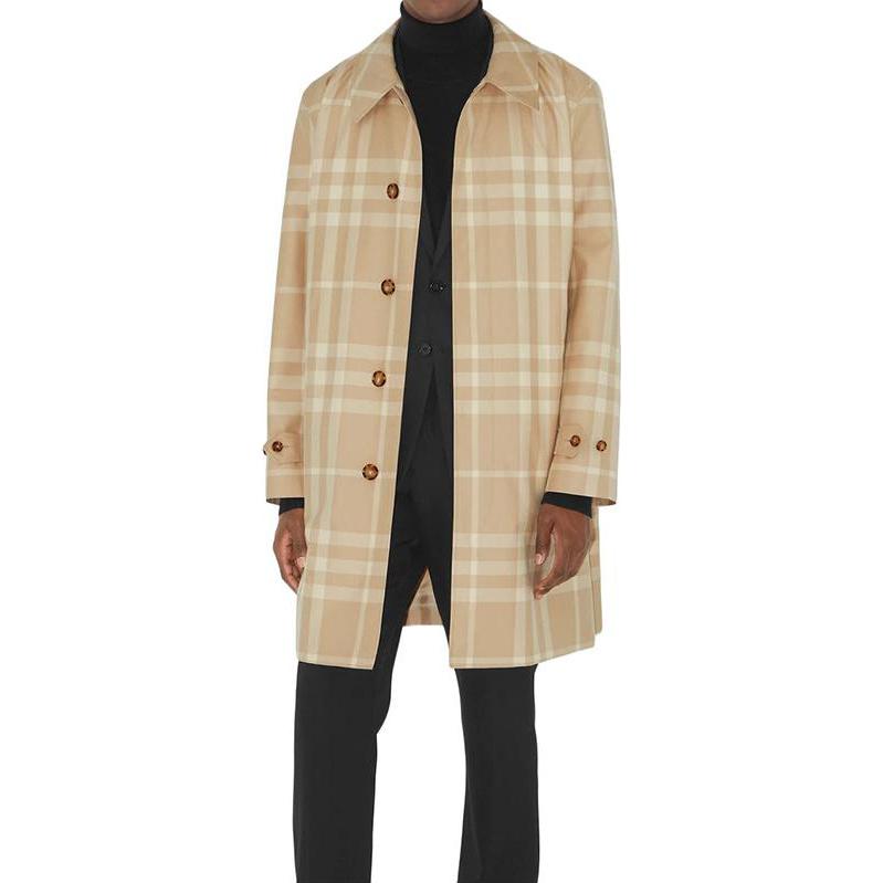 Burberry SS23 Check Single-Breasted Pocket Coat Men’s Soft Beige Brown 80686601 圖 3