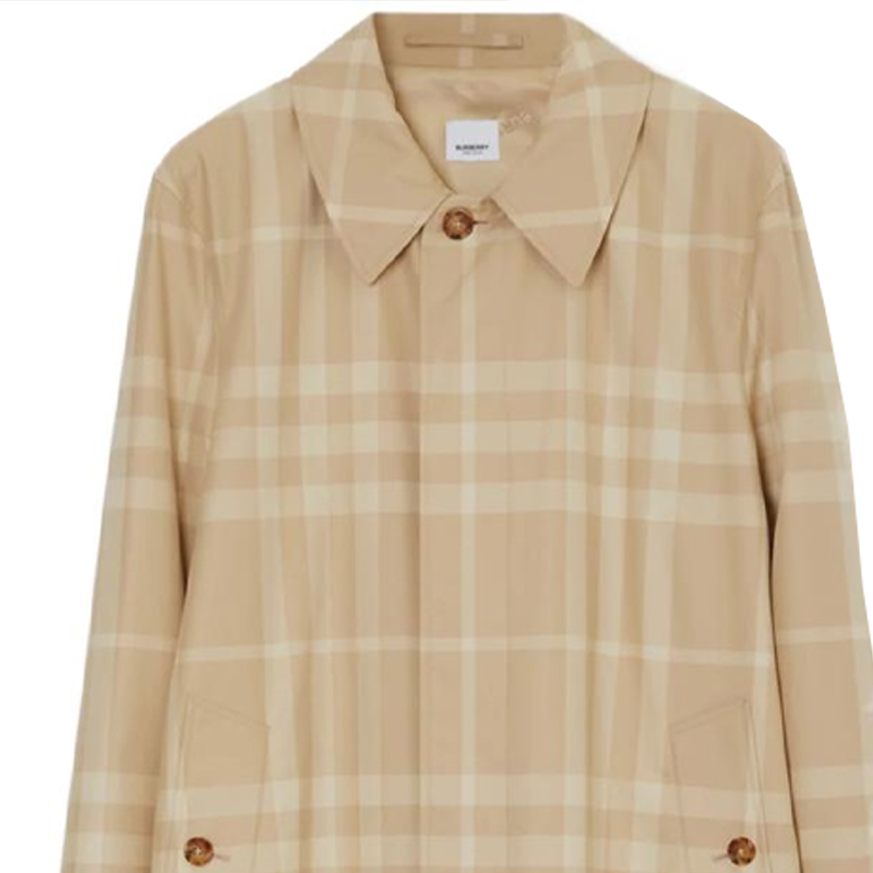 Burberry SS23 Check Single-Breasted Pocket Coat Men’s Soft Beige Brown 80686601 圖 6